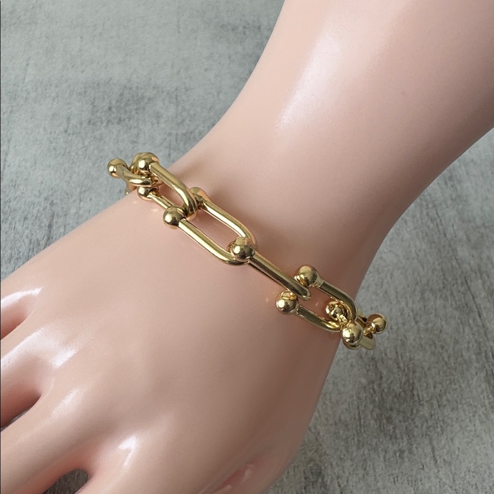 Mia Fiore 18K Gold Plated Bronze Dyadema Chain U Link Bracelet Italy 7.5in lg C